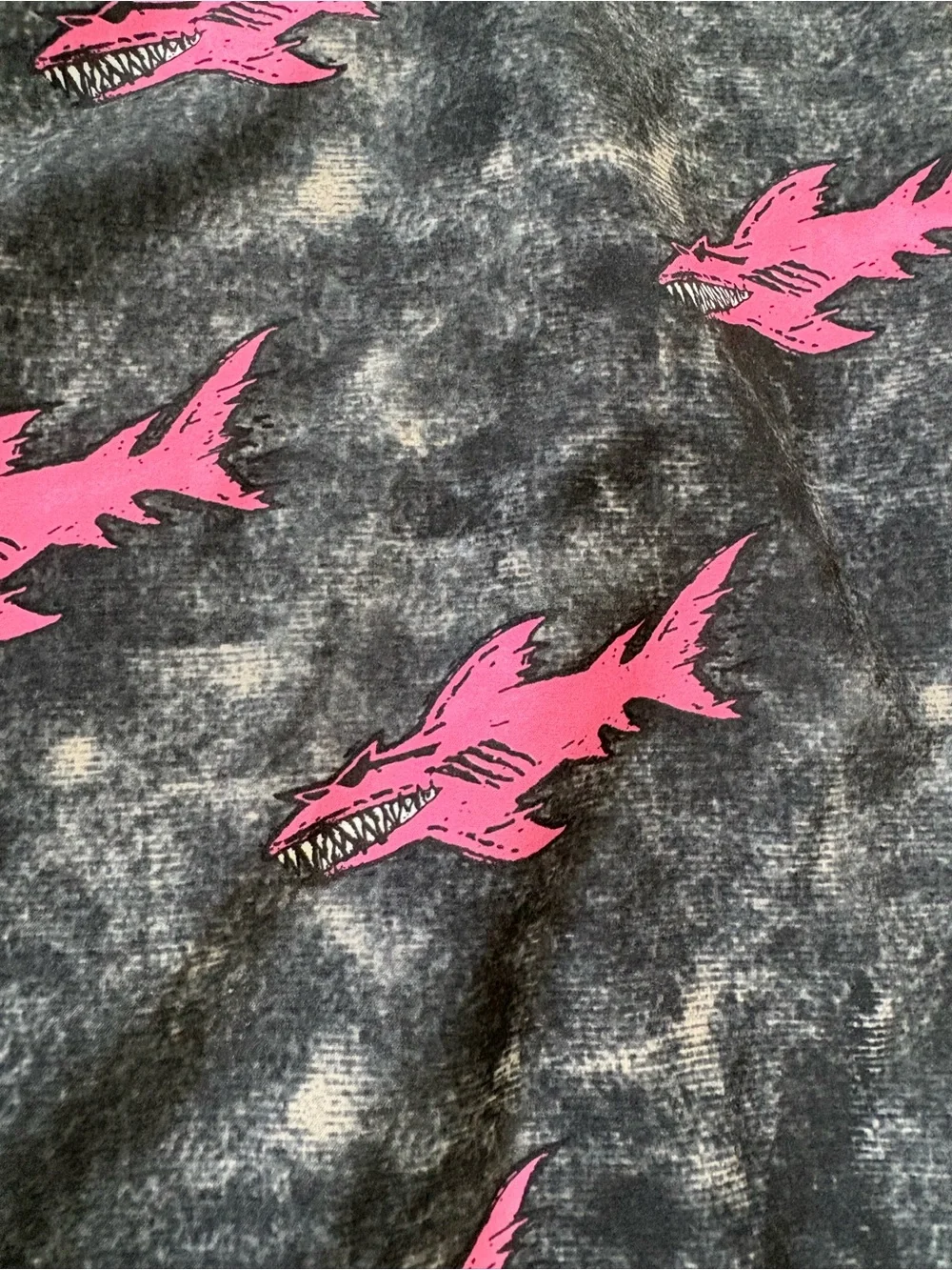 Maui And Sons Boardshirts Charcoal Black W/ Pink Sharks 4 Way Stretch Size 34